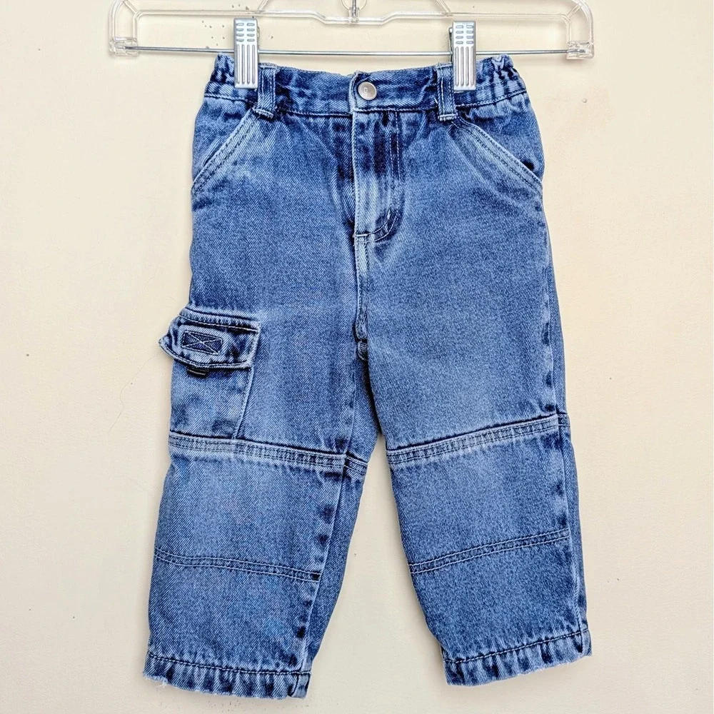 Vintage Gymboree Cargo Lined Denim Carpenter Jeans Y2K Infant Size 12-18 Months